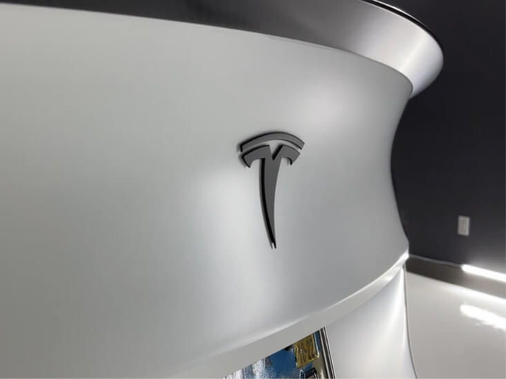 Black out matte emblems painted for 2022 Tesla Model Y